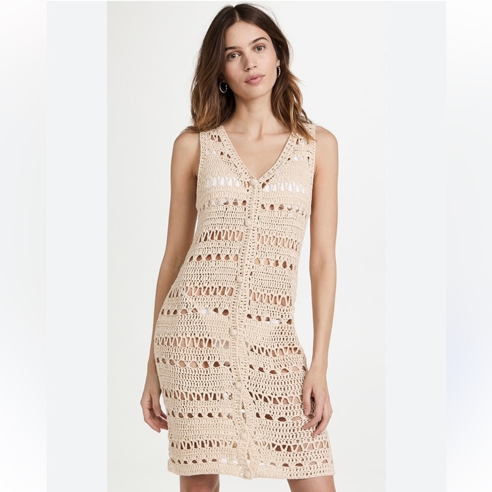 Line and Dot Roxie Crochet Mini Dress Swim Cover in Cream size Small
